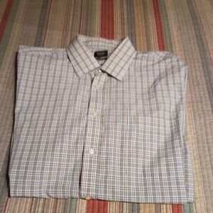 Arrow Men's White and Gray Checkered Dress Shirt